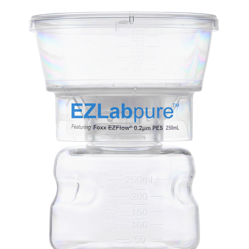 EZLabpure™ Sterile Bottle Top Filter Unit, 0.2 µm PES Membrane, 250 mL – Pack of 12