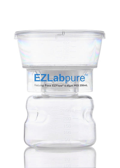EZLabpure™ Sterile Disposable Bottle Top Vacuum Filter Units with 0.45 µm PES Membrane for Prefiltration or Clarification, 250 mL, 12/CS