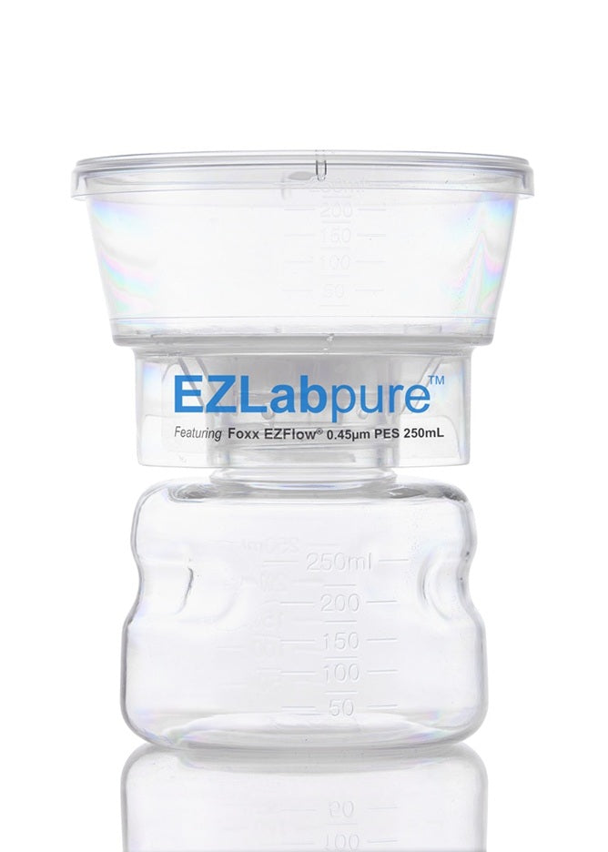 Clear container with EZLabpure branding on a white background