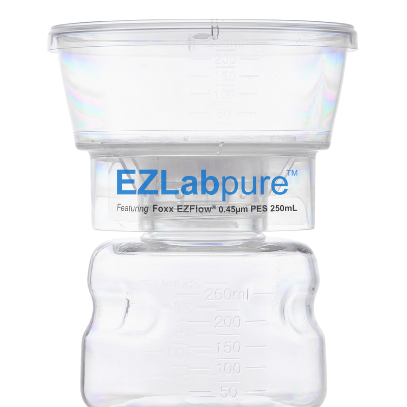 EZLabpure™ Sterile Bottle Top Filter Unit, 0.45 µm PES Membrane, 250 mL – Pack of 12