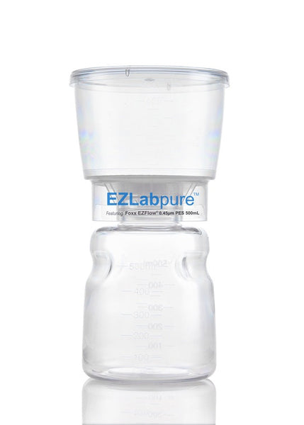 Clear container with EZLabpure branding on a white background
