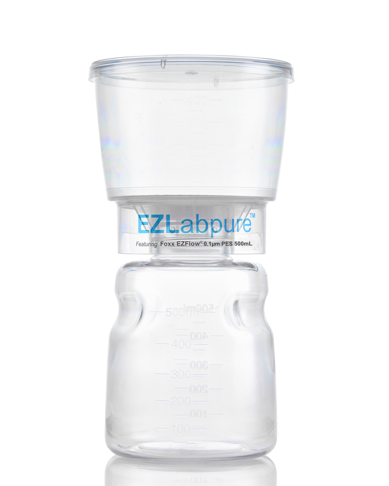 EZLabpure™ Sterile Bottle Top Filter Unit, 0.1 µm PES Membrane, 500 mL – Pack of 12