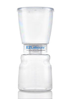 Clear plastic container with EZLabpure branding on a white background