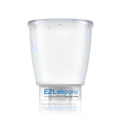 Filtri sottovuoto sterili monouso EZLabpure™ da applicare su flaconi, con membrana in PES da 0,45 µm, per prefiltrazione o chiarificazione, 1.000 mL, confezione da 24 pezzi.