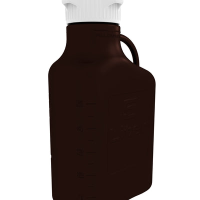 Dame-jeanne EZBio®, polypropylène ambré foncé (PP), 5 L, sans robinet, bouchon VersaCap® 83B, double emballage, non stérile