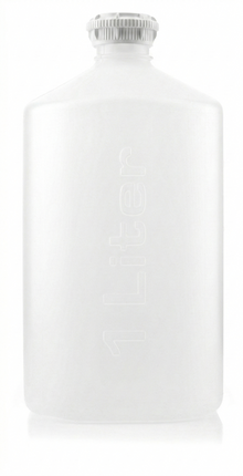 White bottle with a silver cap on a white background
