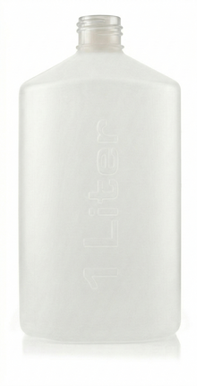 White bottle with a silver cap on a white background