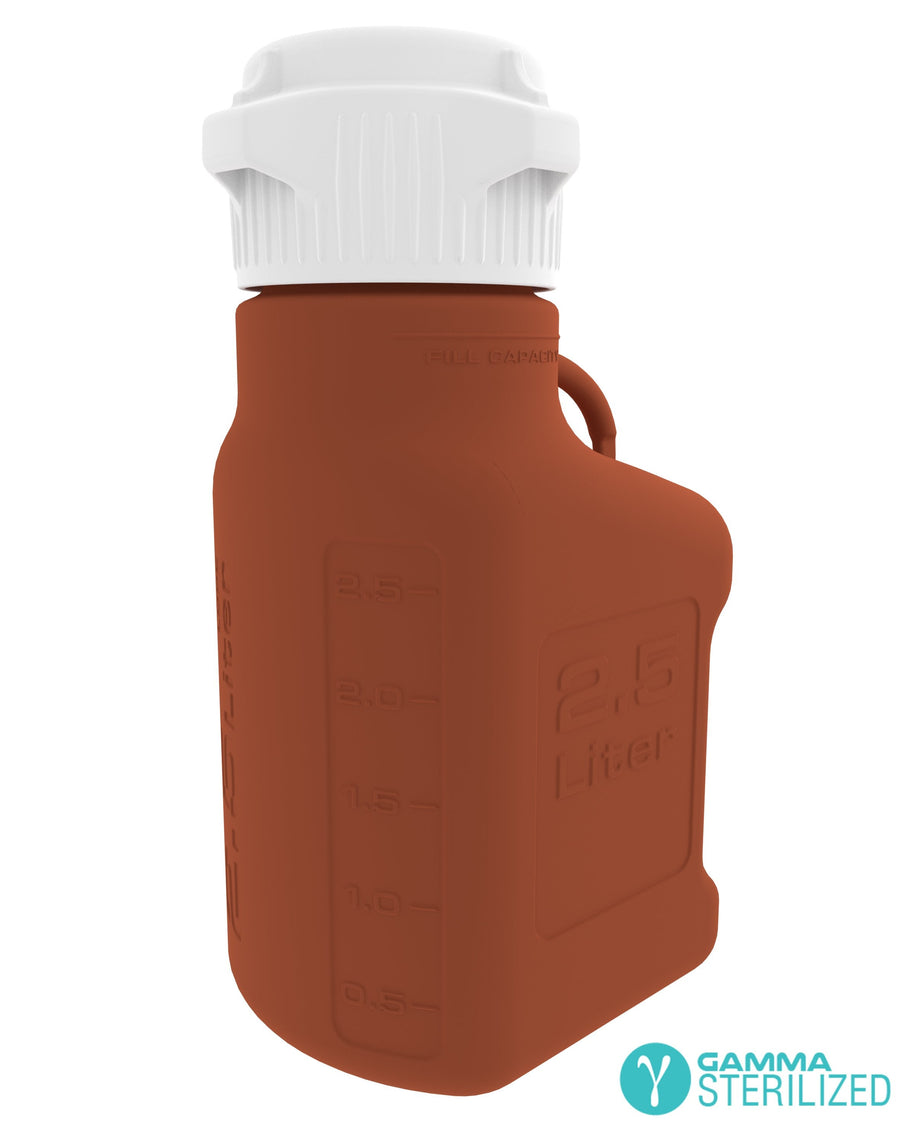 EZBio® 2.5L (0.5 GAL) Amber High Density Poly Ethylene (HDPE) Carboy with VersaCap® 83B, Double Bagged, Gamma Sterilized | img_1 | Foxx Life Sciences Global | shopfls.com