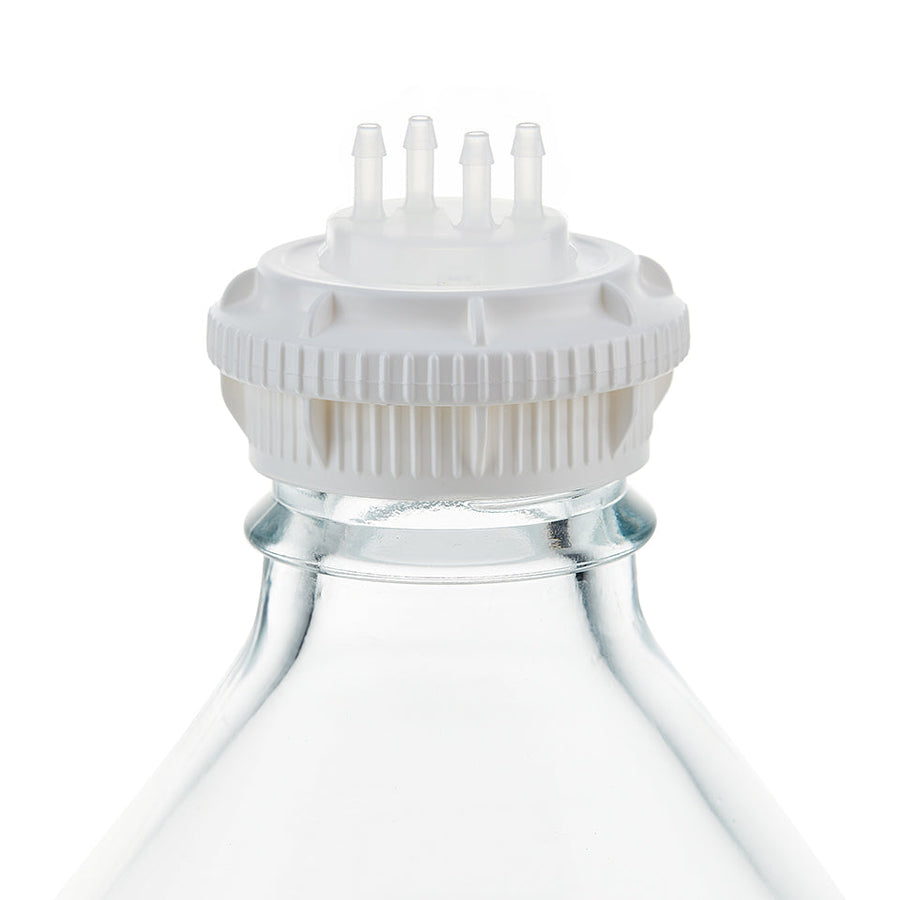 EZBio® GL45 Open Cap & Molded 4x 1/8" HB, White PP for Glass Bottles - 5 | 25 | img_2 | Foxx Life Sciences Global | shopfls.com