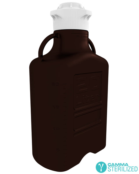 EZBio® 20L (5 GAL) Dark Amber Polypropylene (PP) Carboy with VersaCap® 120mm, Double Bagged, Gamma Sterilized | img_1 | Foxx Life Sciences Global | shopfls.com