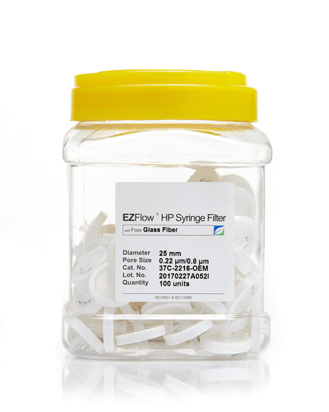 EZFlow® 25mm Syringe Filter, .2μm Glass Fiber, 100/pack | img_1 | Foxx Life Sciences Global | shopfls.com