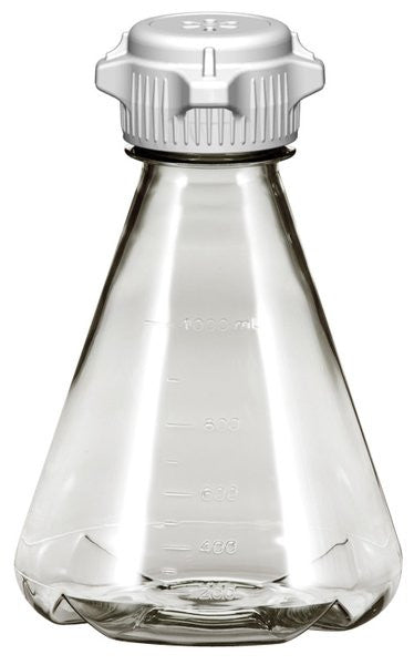 Sterile 1L EZclear® Baffled Erlenmeyer Flasks (6/case) w/ 53B Vented VersaCap® - Foxx Life Sciences, for laboratory research and bioprocessing. | img_1 | Foxx Life Sciences Global | shopfls.com