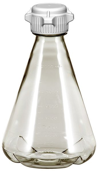 6/case EZclear® 2L Baffled Erlenmeyer Flask w/ 53B VersaCap®, Sterile - Foxx, for laboratory research & bioprocessing. | img_1 | Foxx Life Sciences Global | shopfls.com