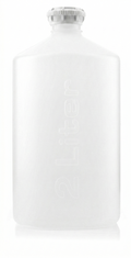 White bottle with a silver cap on a white background