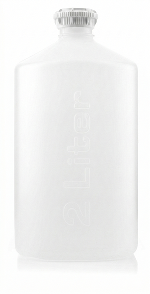 White bottle with a silver cap on a white background