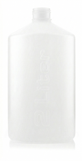 Clear plastic bottle on a white background