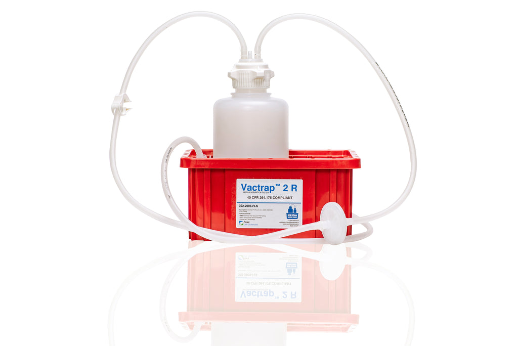 Vactrap™ 2 R Vacuum Trap, 2L, HDPE Vacuum Bottle, Foxx EZFlow® TPE 1/4" 
ID Tubing, with Red CFR 40 Compliant Secondary Container