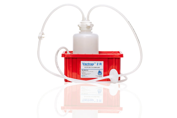 Vactrap™ 2 R Vacuum Trap, 2L, HDPE Vacuum Bottle, Foxx EZFlow® TPE 1/4" 
ID Tubing, with Red CFR 40 Compliant Secondary Container