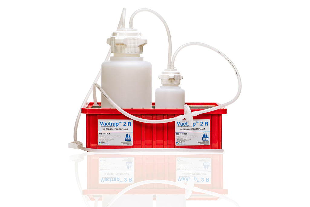 Vactrap™ XL R Vacuum Trap, 4L + 1L, HDPE Vacuum Bottle, Foxx EZFlow® TPE 1/4" ID Tubing, with Red CFR 40 Compliant Secondary Container