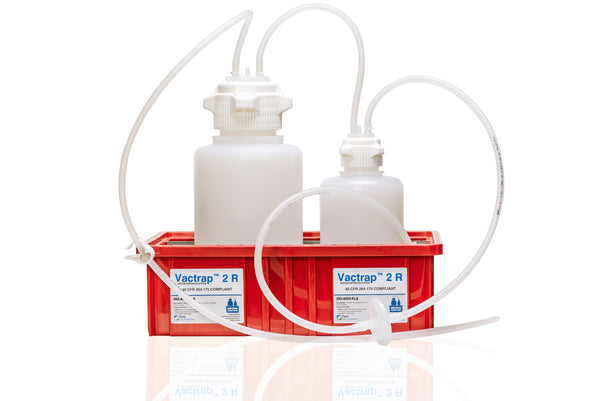 Vactrap™ XL R Vacuum Trap, 4L + 2L, HDPE Vacuum Bottle, Foxx EZFlow® TPE 1/4" ID Tubing, with Red CFR 40 Compliant Secondary Container