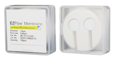 Filtro a disco a membrana EZFlow®, PES, 0,45 µm, 13 mm, non sterile, confezione da 100 pezzi.