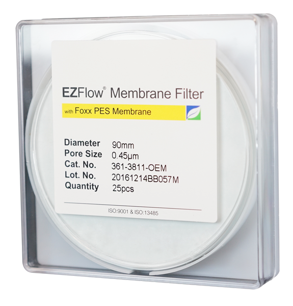 EZFlow® Membrane Disc Filter, PES, 0.45µm, 90mm, Non-Sterile, 25/pk | img_1 | Foxx Life Sciences Global | shopfls.com