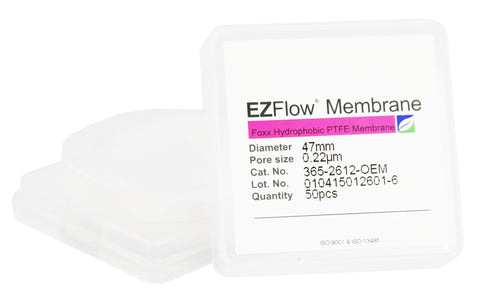 50 pack EZFlow® 47mm 0.2µm PTFE Membrane Disc Filter - Hydrophobic laboratory filter for research. | img_1 | Foxx Life Sciences Global | shopfls.com