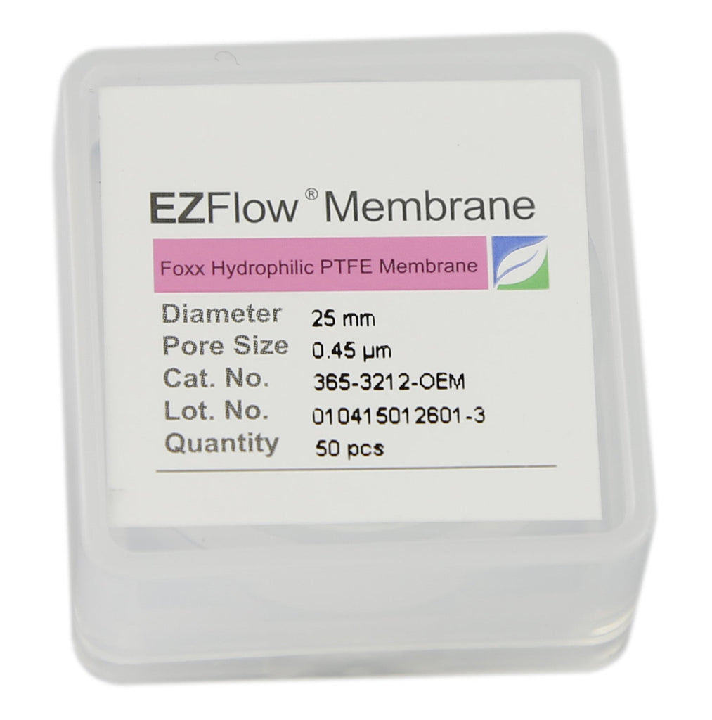 50-pack EZFlow® 25mm 0.45µm PTFE Membrane Disc Filter - Hydrophobic filter for laboratory research. | img_1 | Foxx Life Sciences Global | shopfls.com