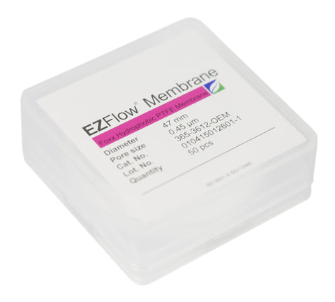 EZFlow® 47mm PTFE Membrane Filter, 0.45µm, 50 pack. Hydrophobic disc for laboratory filtration. | img_1 | Foxx Life Sciences Global | shopfls.com