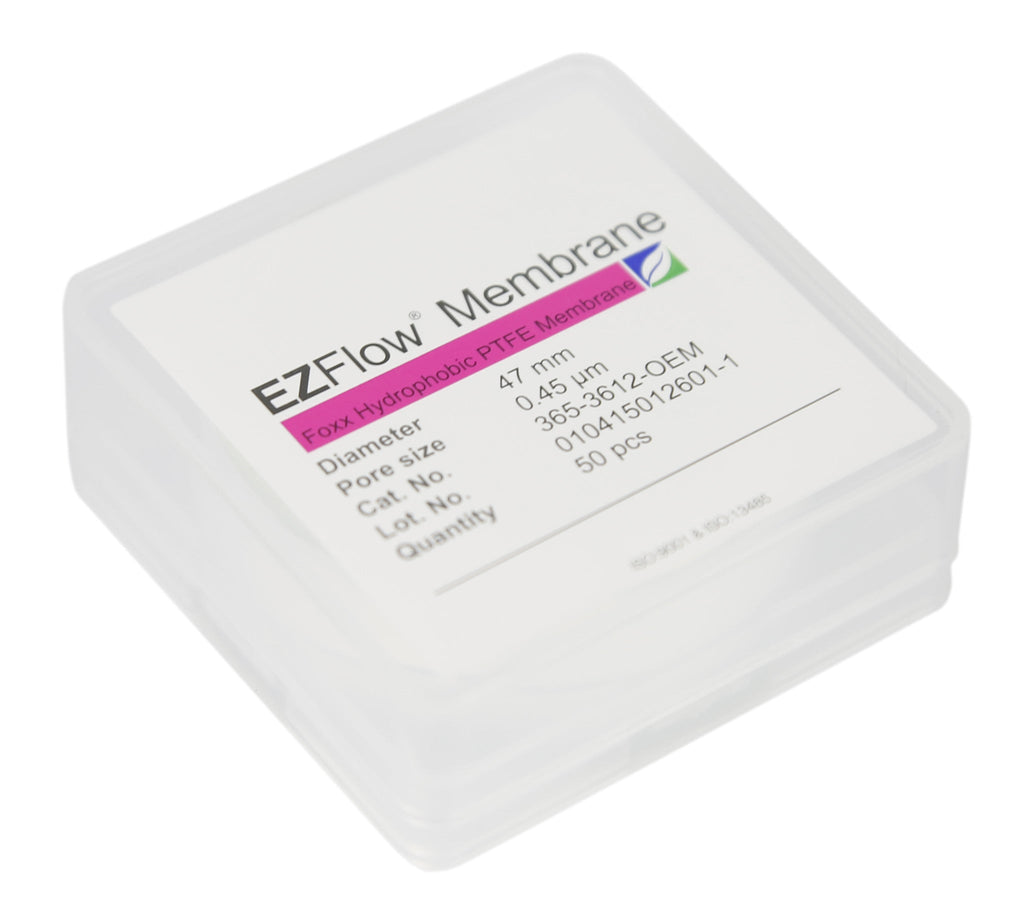 EZFlow® 47mm PTFE Membrane Filter, 0.45µm, 50 pack. Hydrophobic disc for laboratory filtration. | img_1 | Foxx Life Sciences Global | shopfls.com