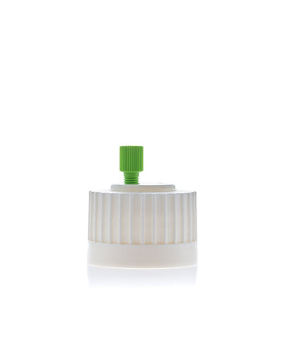 Gruppo serbatoio solvente HPLC ChromCap™ 100, 38-430, adattatore in politetrafluoroetilene (PTFE) di classe VI con foro di sfiato, 1 porta per tubo con diametro esterno di 3,2 mm (1/8") o 1,6 mm (1/16"), 1/EA