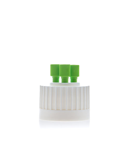 HPLC Solvent Reservoir ChromCap™ 100 Assembly,38-430, Class VI Polytetrafluoroethylene (PTFE) Adapter w Vent Hole, 3 Port for 3.2mm(1/8") or | img_1 | Foxx Life Sciences Global | shopfls.com