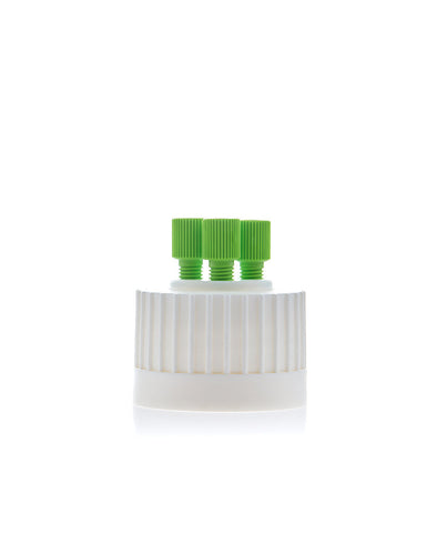 HPLC Solvent Reservoir ChromCap™ 100 Assembly,38-430, Class VI Polytetrafluoroethylene (PTFE) Adapter w Vent Hole, 3 Port for 3.2mm(1/8") or | img_1 | Foxx Life Sciences Global | shopfls.com