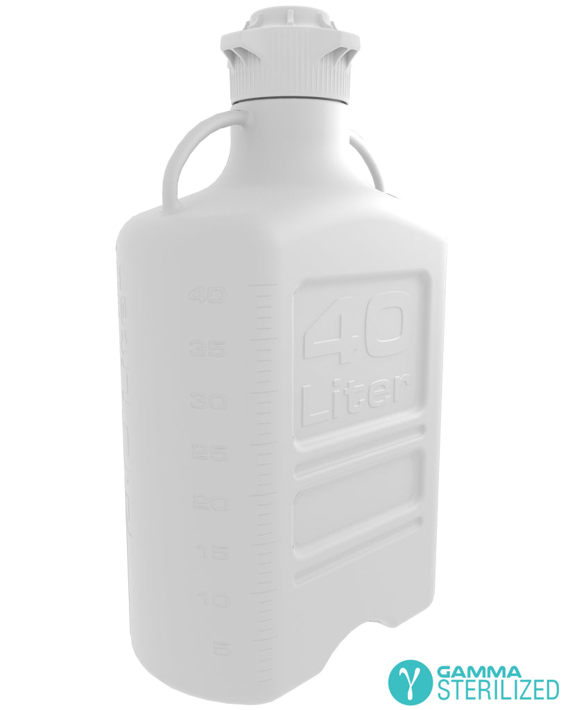 EZBio® 40L (10 GAL) High Density Poly Ethylene (HDPE) Carboy with VersaCap® 120mm, Double Bagged, Gamma Sterilized | img_1 | Foxx Life Sciences Global | shopfls.com