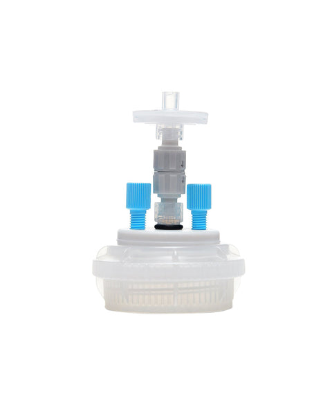 HPLC Solvent Reservoir ChromCap™ 300 Assembly, GL45, Class VI Polytetrafluoroethylene (PTFE) Adapter,  2 Ports for 3.2mm(1/8") and/or 1.6mm(1/16") | img_1 | Foxx Life Sciences Global | shopfls.com