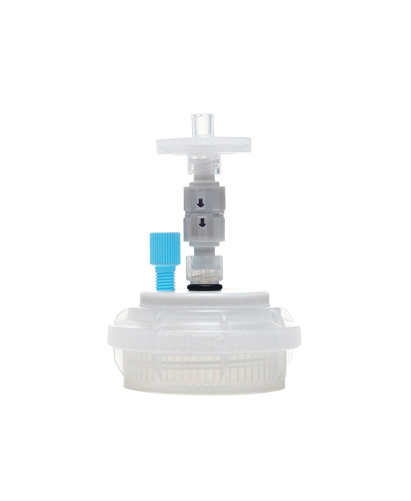 HPLC Solvent Reservoir ChromCap™ 300 Assembly, GL45, Class VI Polytetrafluoroethylene (PTFE) Adapter,  1 Ports for 3.2mm(1/8") or 1.6mm(1/16") OD | img_1 | Foxx Life Sciences Global | shopfls.com
