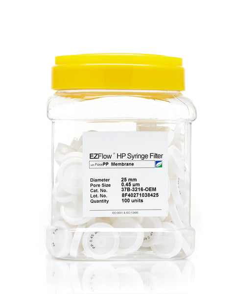 EZFlow® 25mm Syringe Filter, .45μm Polypropylene (PP), 100/pack | img_1 | Foxx Life Sciences Global | shopfls.com