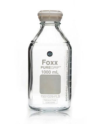 PUREGRIP® Rhino Safety Coated Glass Bottles, Clear, 1000mL with GL45 VersaCap - 4/CS Laboratory-Grade, Chemical Resistant | img_1 | Foxx Life Sciences Global | shopfls.com
