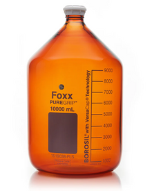 PUREGRIP® Rhino Amber Glass Bottle 10L, GL45 VersaCap - Safety Coated Lab Bottle | img_1 | Foxx Life Sciences Global | shopfls.com