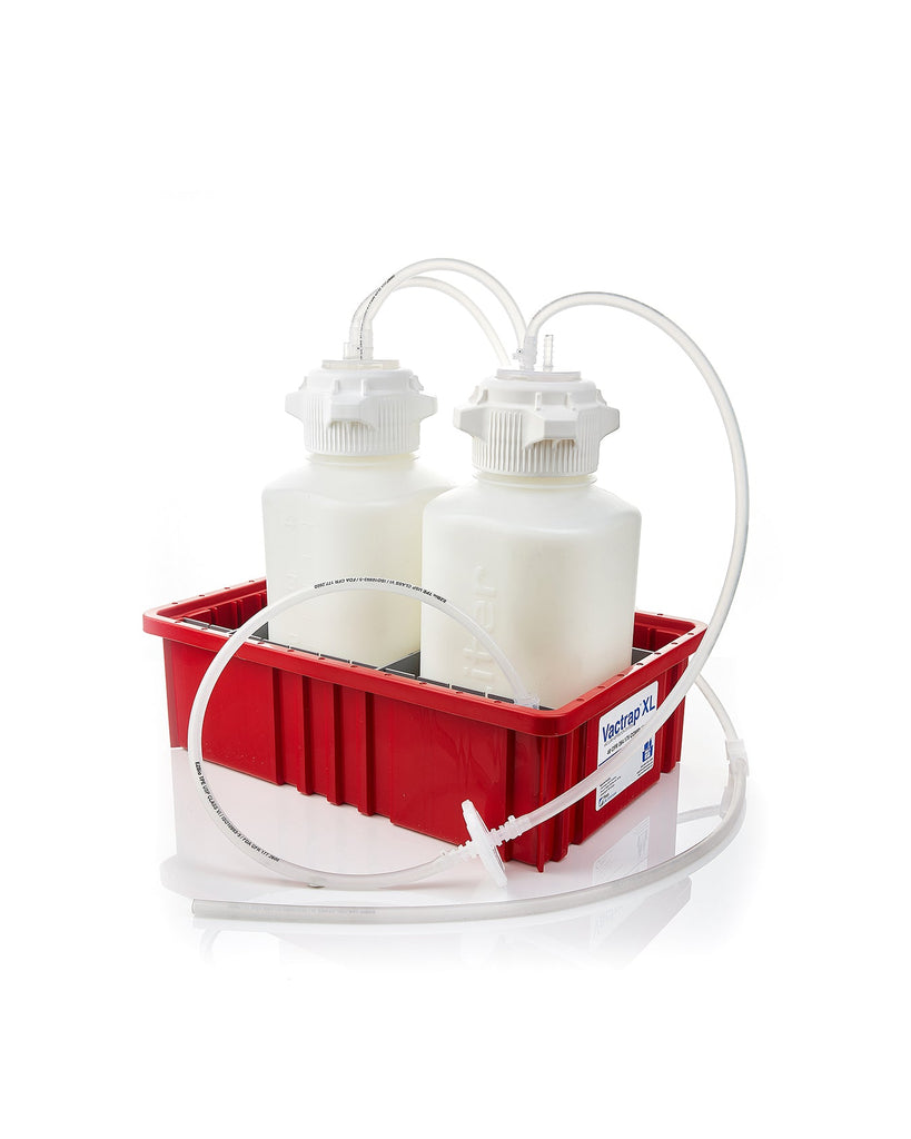 Vactrap™ XL, High Density Poly Ethylene (HDPE) (Bleach-Compatible), 4L + 4L, Red Bin, 1/4" ID Tubing | img_1 | Foxx Life Sciences Global | shopfls.com