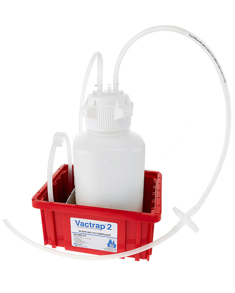Vactrap2™, High Density Poly Ethylene (HDPE) (Bleach-Compatible), 4L, Red Bin, 1/4" ID Tubing | img_1 | Foxx Life Sciences Global | shopfls.com