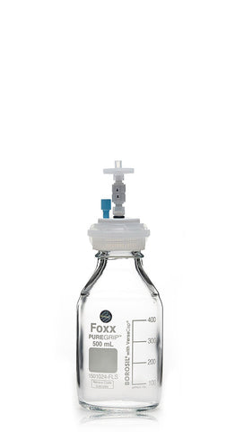 HPLC Solvent Reservoir Bottle Assembly, GL45, 500mL Clear, Class VI Polytetrafluoroethylene (PTFE) Adapter,  1 Ports for 3.2mm(1/8") or 1.6mm(1/16") | img_1 | Foxx Life Sciences Global | shopfls.com