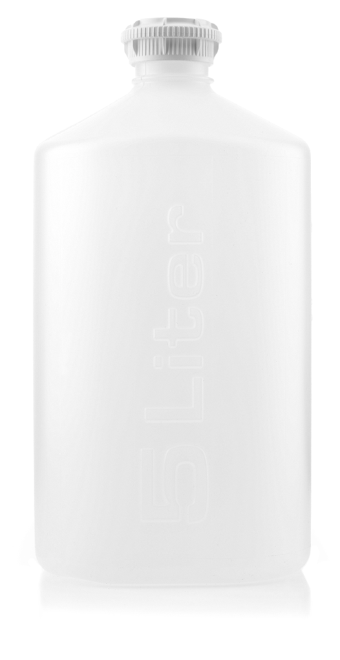 White bottle with a silver cap on a white background