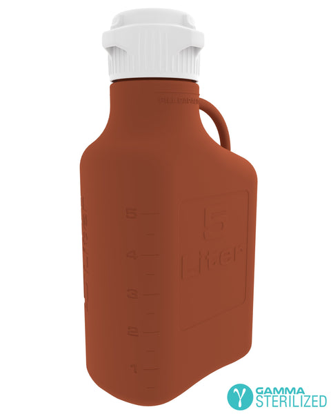 EZBio® 5L (1 GAL) Amber High Density Poly Ethylene (HDPE) Carboy with VersaCap® 83B, Double Bagged, Gamma Sterilized | img_1 | Foxx Life Sciences Global | shopfls.com