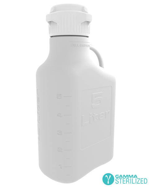 EZBio® 5L (1 GAL) High Density Poly Ethylene (HDPE) Carboy with VersaCap® 83B, Double Bagged, Gamma Sterilized | img_1 | Foxx Life Sciences Global | shopfls.com