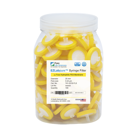 EZlabpure 25mm Syringe Filters – 0.22µm PES Membrane, Non-Sterile  Foxx Life Sciences | img_1 | Foxx Life Sciences Global | shopfls.com