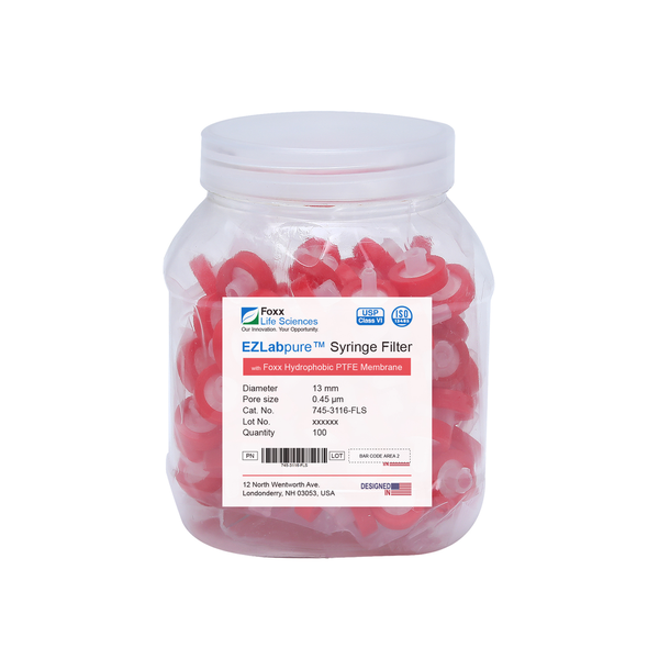 EZlabpure 13mm Syringe Filters – 0.45µm Hydrophobic PTFE, Non-Sterile  Foxx Life Sciences - Hydrophilic filter for laboratory research and sample preparation. | img_1 | Foxx Life Sciences Global | shopfls.com
