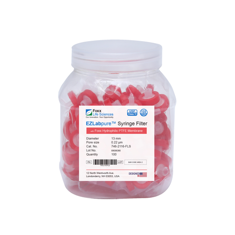 EZlabpure 33mm Syringe Filters – 0.45µm PTFE, Non-Sterile  Foxx Life Sciences - Hydrophilic filter for laboratory research and bioprocessing. | img_1 | Foxx Life Sciences Global | shopfls.com