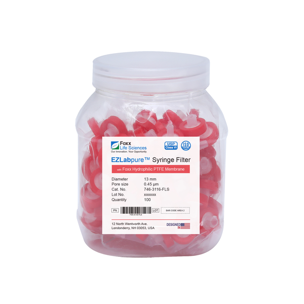 EZlabpure 13mm Syringe Filters – 0.45µm PTFE, Non-Sterile  Foxx Life Sciences | img_1 | Foxx Life Sciences Global | shopfls.com