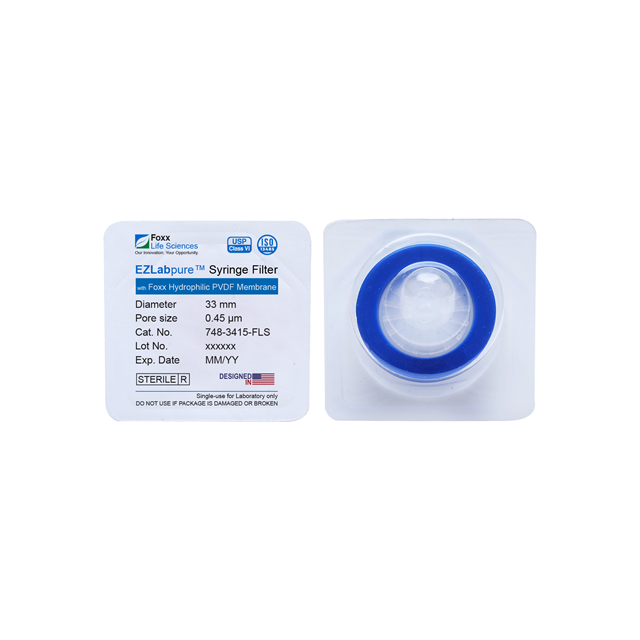EZlabpure 33mm Syringe Filters – 0.45µm Hydrophilic PVDF Sterile Membrane for Sample Clarification  Foxx Life Sciences | img_1 | Foxx Life Sciences Global | shopfls.com